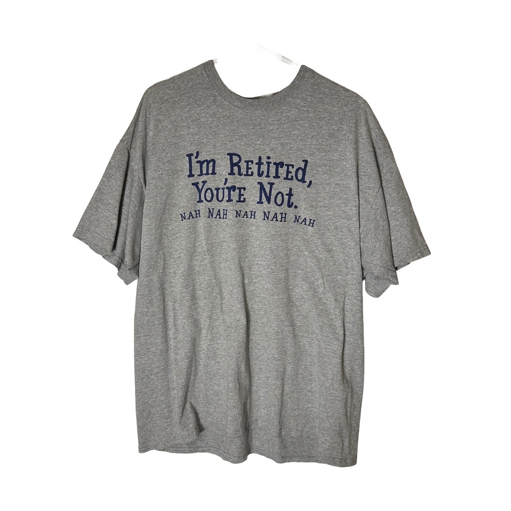 Gildan Heavy Cotton Mens XL Gray I'm Retired You're Not Graphic T Shirt